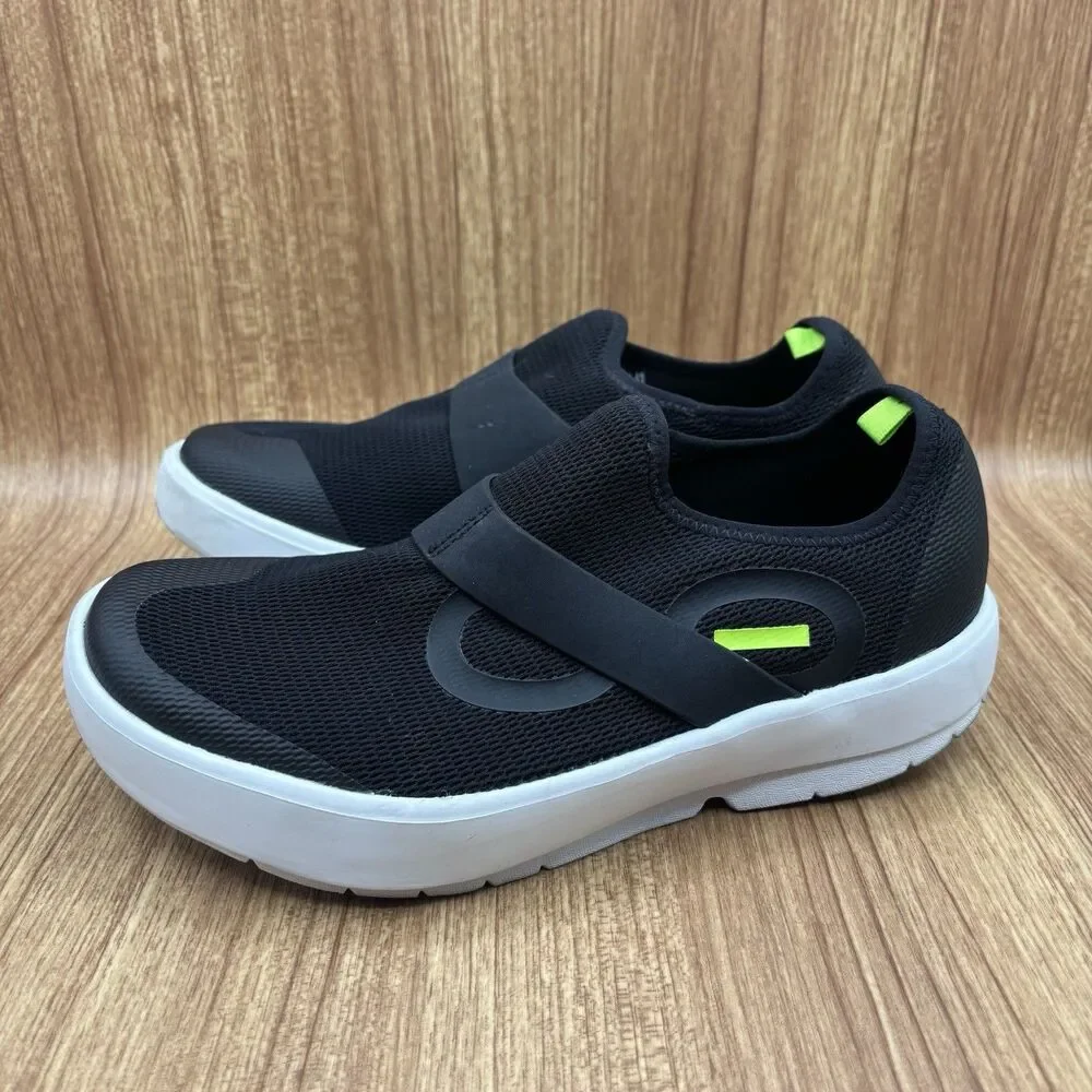 OOFOS OOmgee Mesh Low Mens 8 Black‎ White Recovery Slip On Shoes Q1-2282021-2